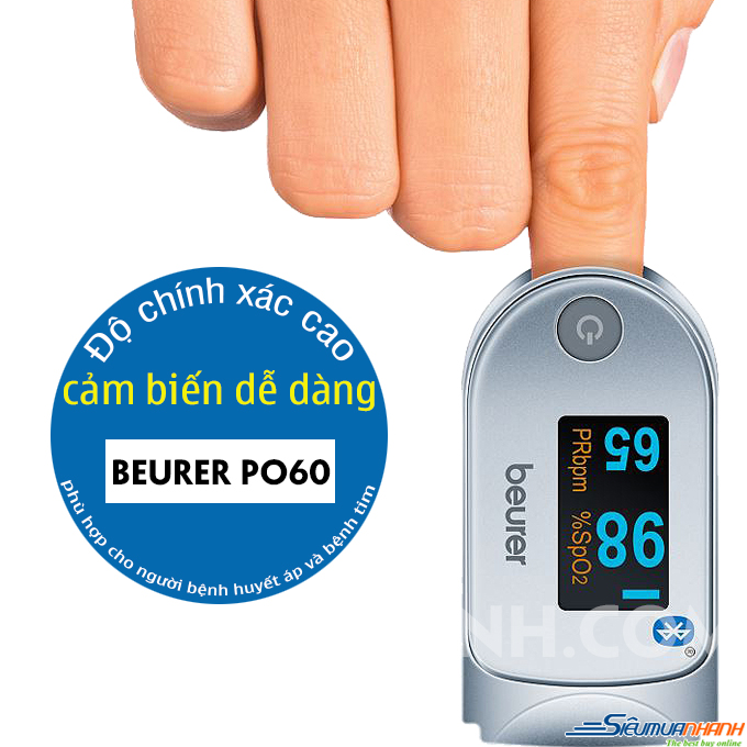 Máy đo nồng độ oxy trong máu SpO2 và nhịp tim Beurer PO60